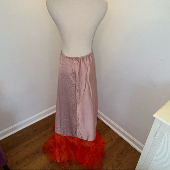 Johanna Ortiz Women’s Size 6 Pink Orange Tulle Silk Strapless Dress Maxi Skirt - Picture 13 of 15